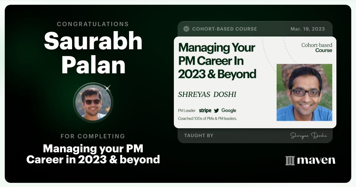 Certificate of Completion for Managing your PM Career in 2025 and beyond