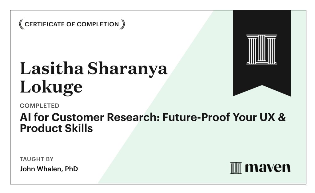 Certificate for AI for Customer Research: Future-Proof Your UX & Product Skills