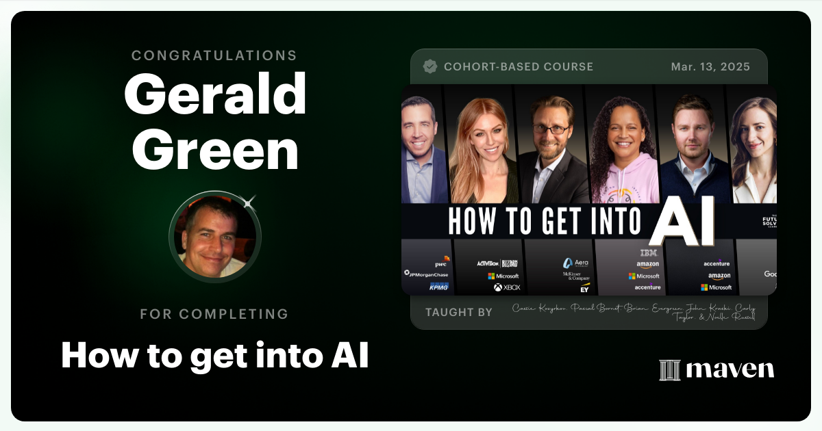 Certificate of Completion for How to get into AI