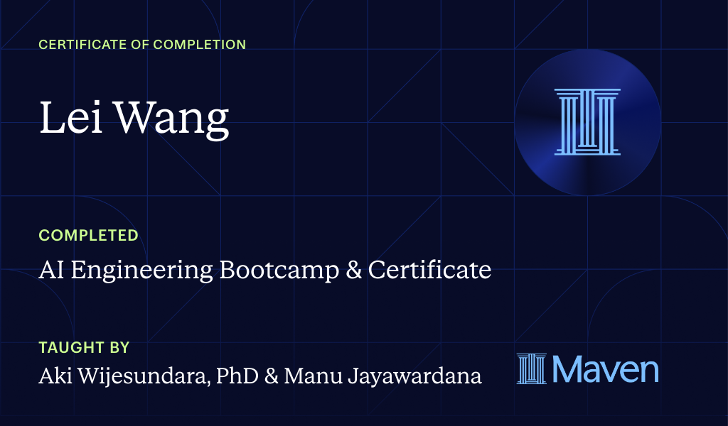 Certificate for AI Engineering Bootcamp & Certificate
