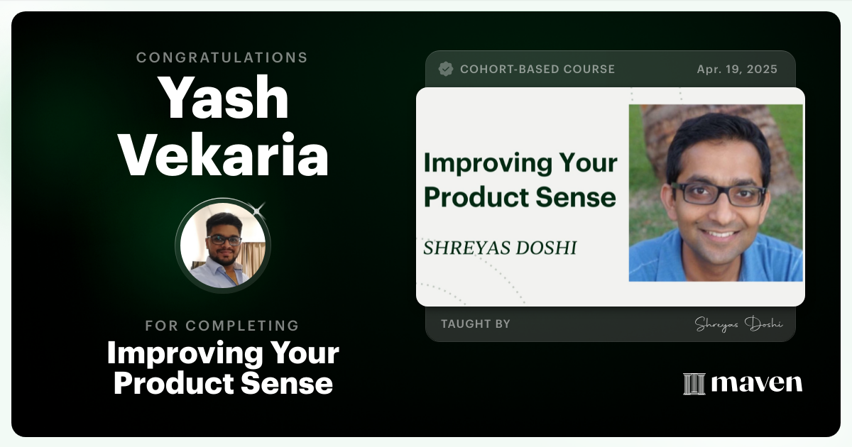 Certificate of Completion for World-class Product Sense in Practice