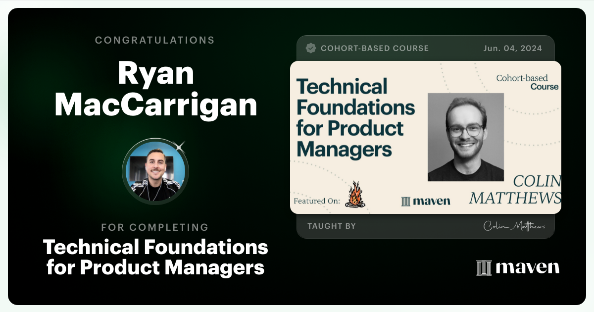 Certificate of Completion for Technical Foundations for Product Managers