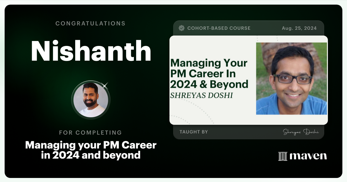 Certificate of Completion for Managing your PM Career in 2025 and beyond