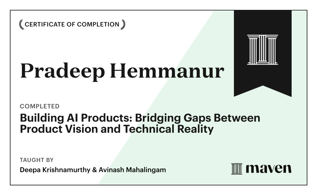 Certificate for Build Real AI Solutions : From Workflow Automations to Usable Products