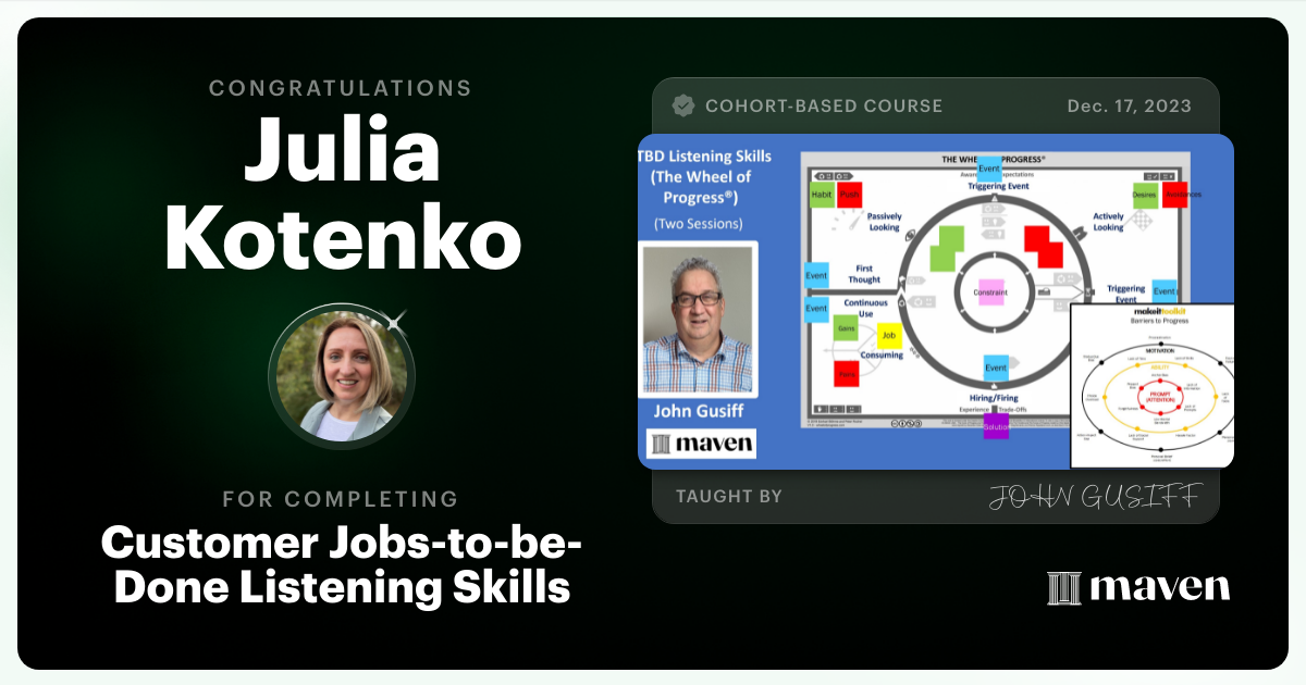 Certificate of Completion for Customer Jobs-to-be-Done Fundamentals