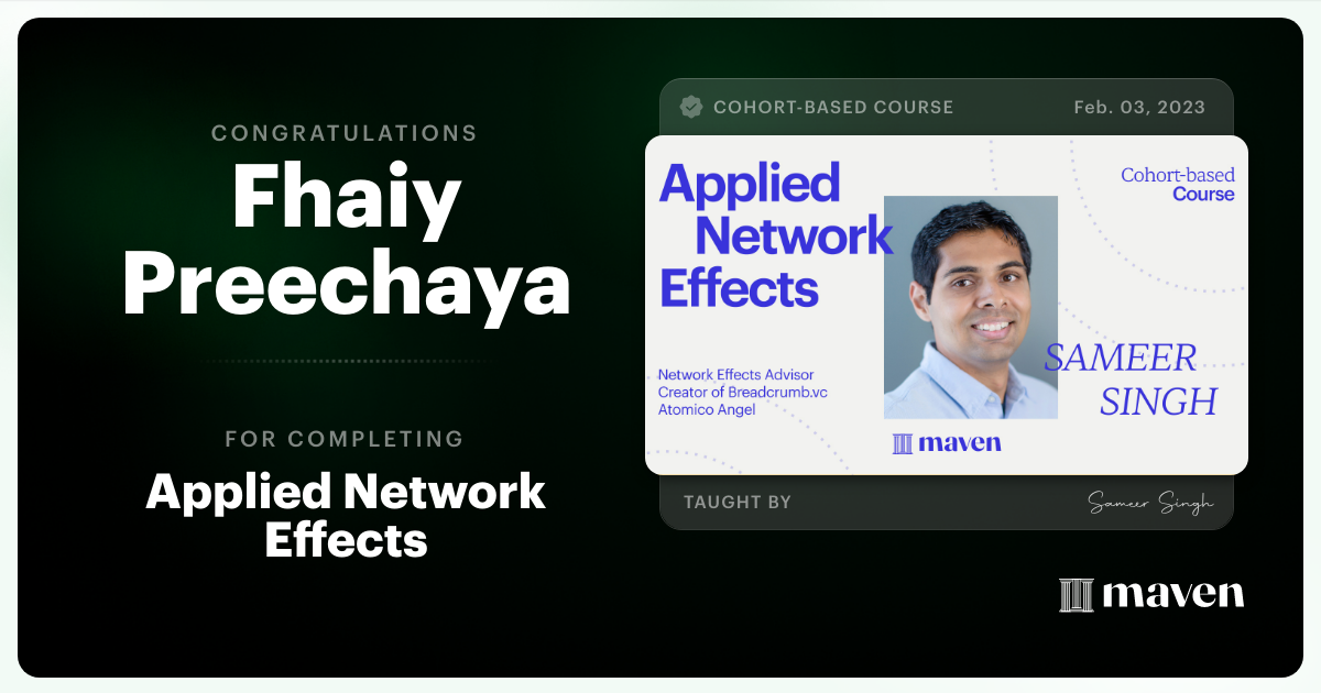 Certificate of Completion for Applied Network Effects