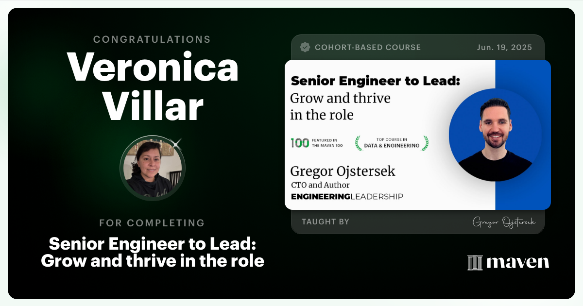 Certificate of Completion for Senior Engineer to Lead: Grow and thrive in the role