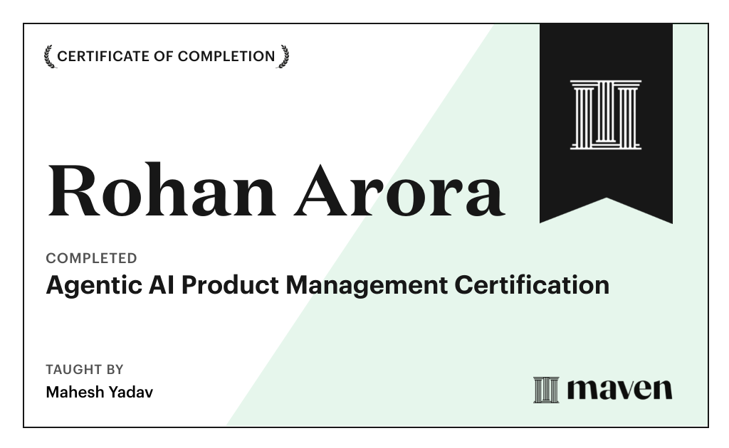 Certificate for Agentic AI Product Management Certification