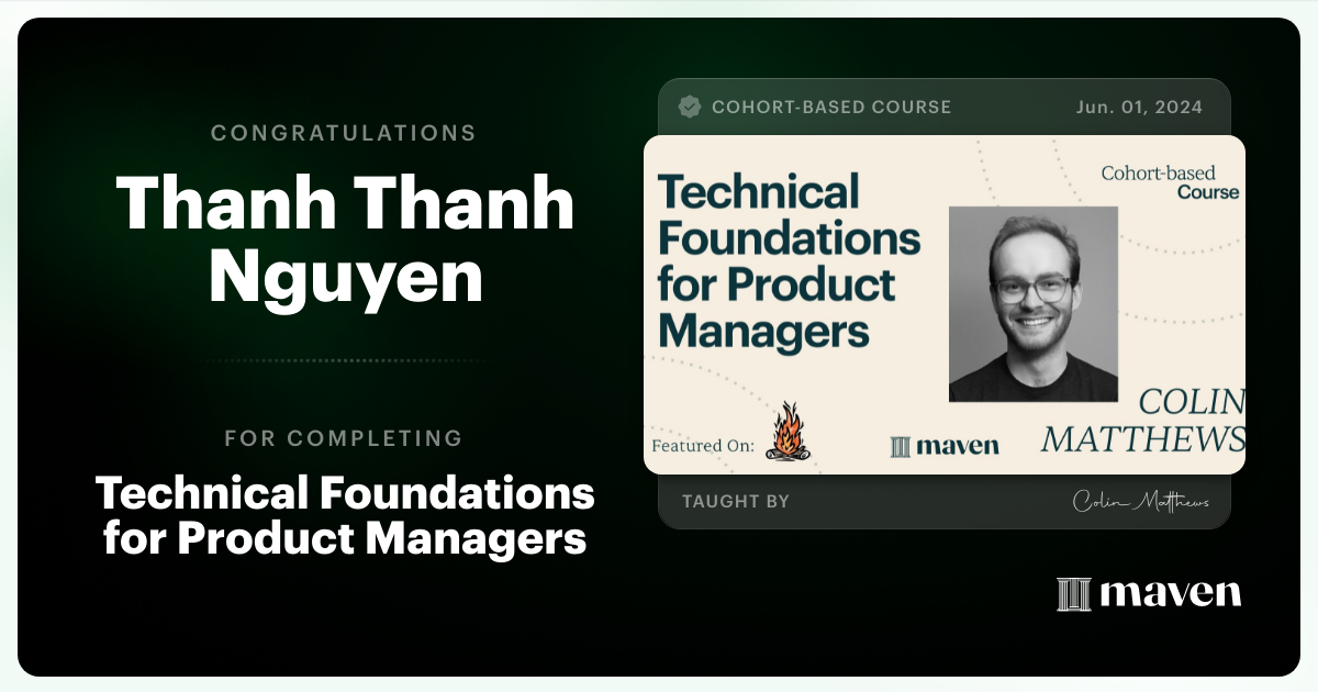Certificate of Completion for Technical Foundations for Product Managers