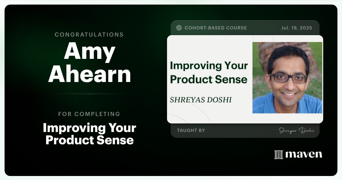 Certificate of Completion for World-class Product Sense in Practice