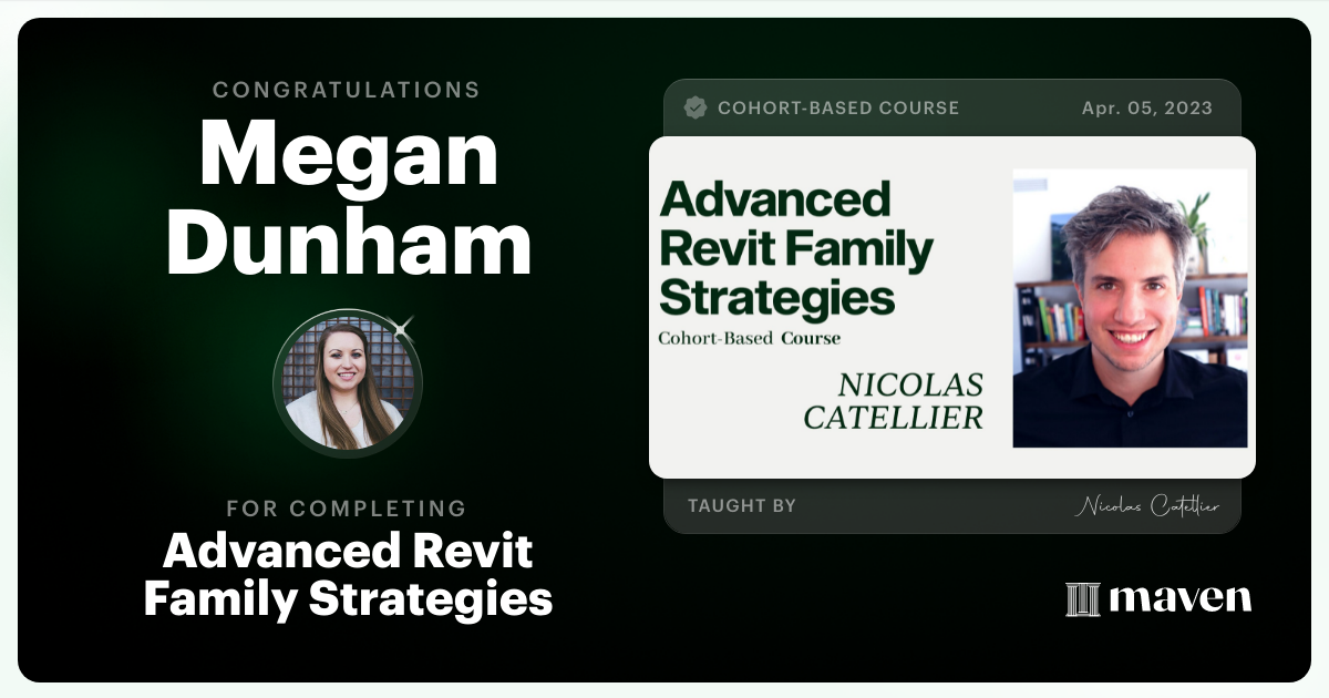 Certificate of Completion for Advanced Revit Family Strategies