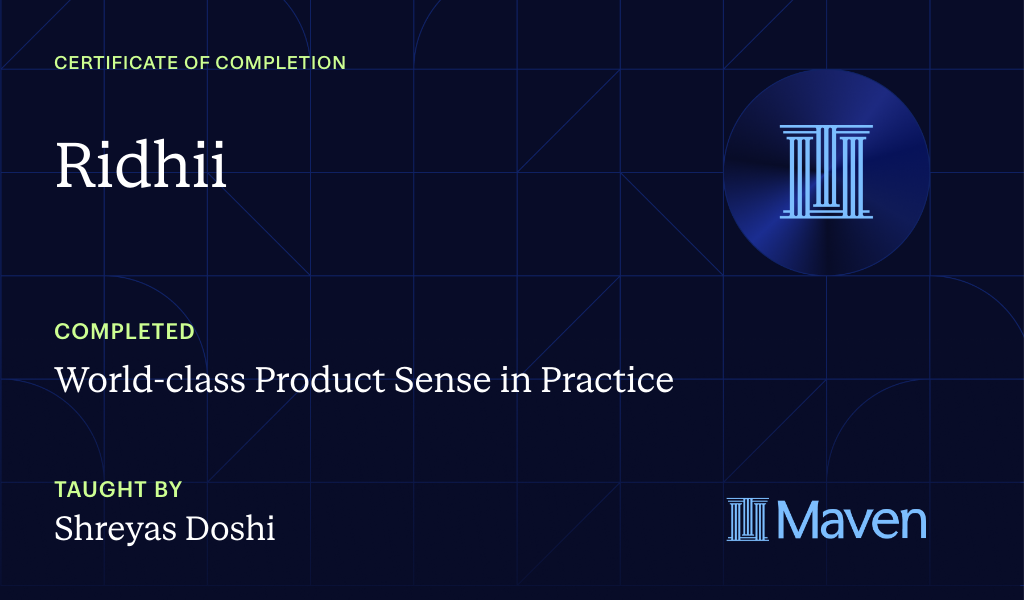 Certificate for World-class Product Sense in Practice