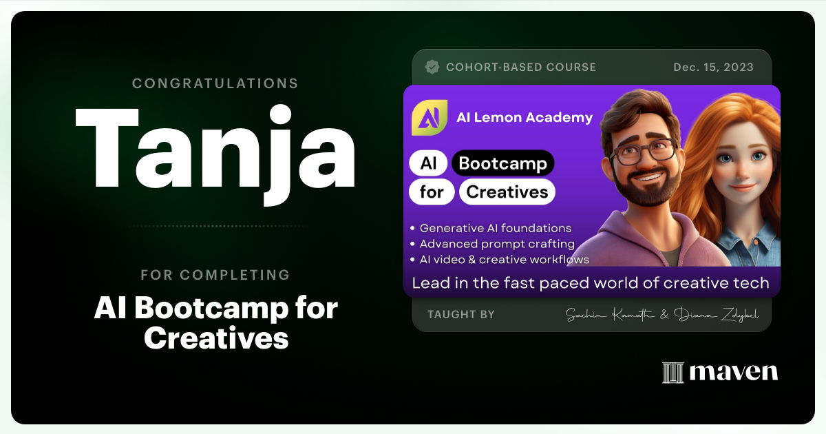 Certificate of Completion for AI x Creative Accelerator