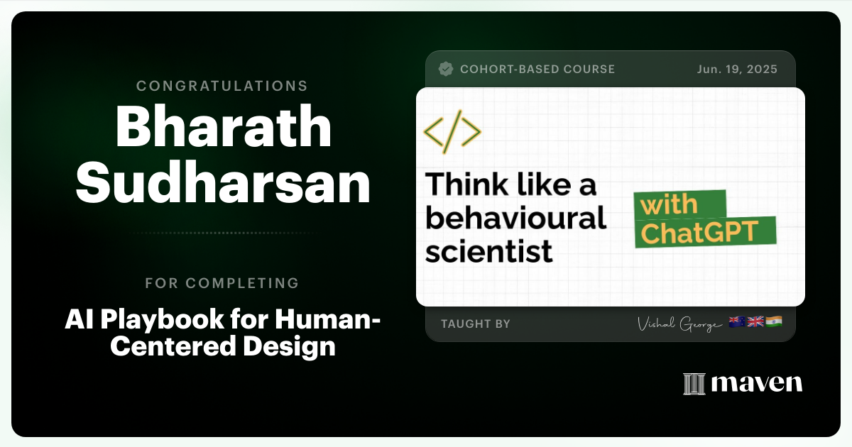 Certificate of Completion for AI Playbook for Human Centred Design