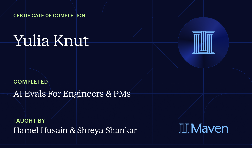 Certificate for AI Evals For Engineers & PMs
