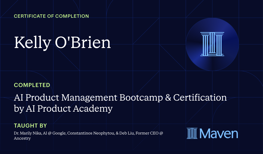 Certificate for AI Product Management Bootcamp & Certification by AI Product Academy