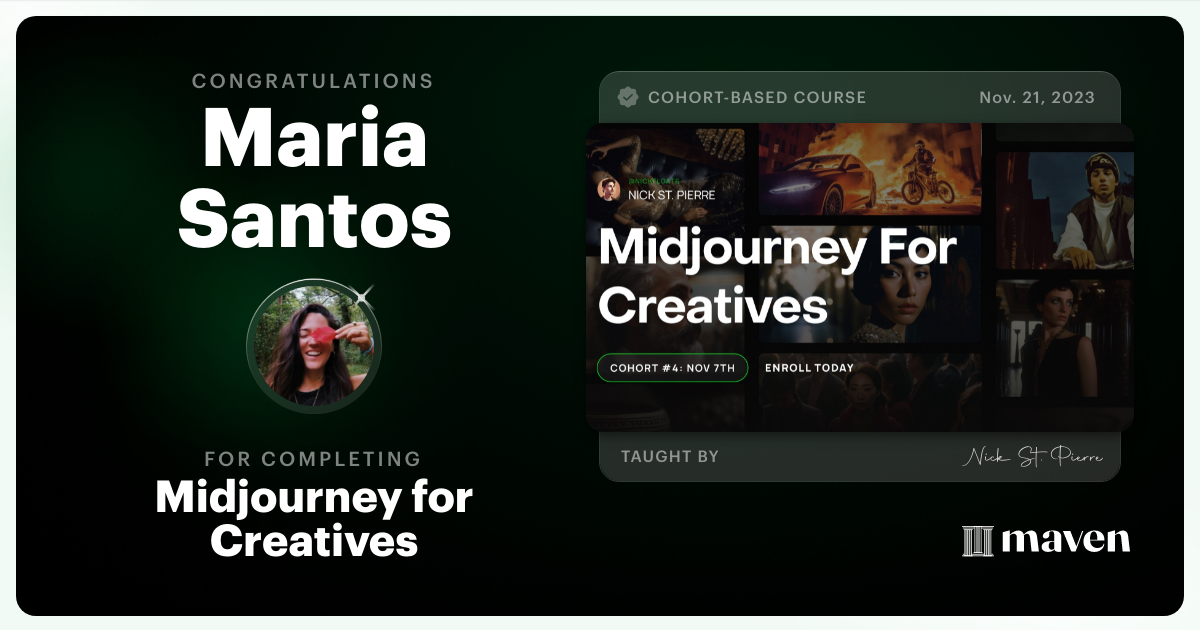 Certificate of Completion for Midjourney for Creatives