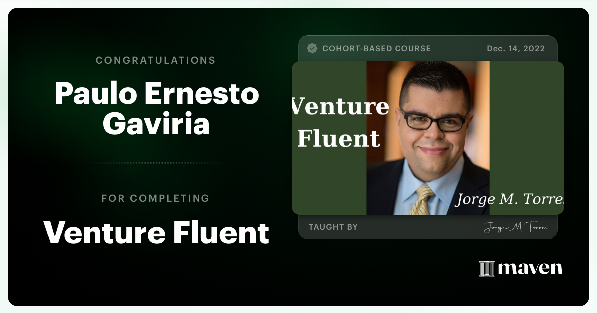 Certificate of Completion for Venture Fluent