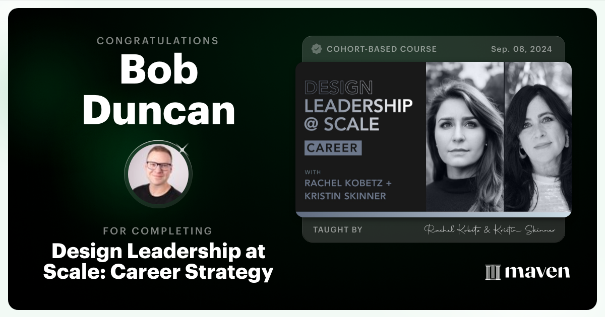 Certificate of Completion for Design Leadership at Scale: Career Strategy