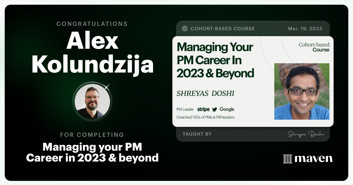 Certificate of Completion for Managing your PM Career in 2025 and beyond
