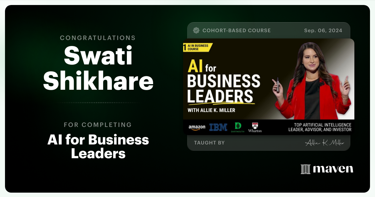 Certificate of Completion for AI for Business Leaders