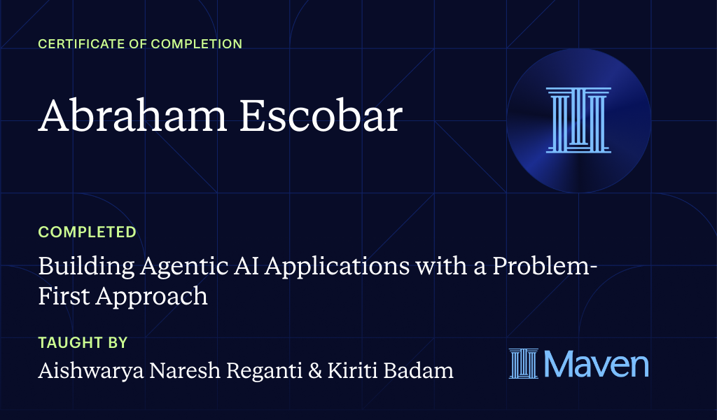 Certificate for Building Agentic AI Applications with a Problem-First Approach