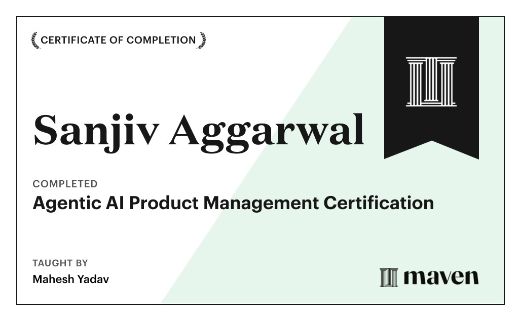Certificate for Agentic AI Product Management Certification