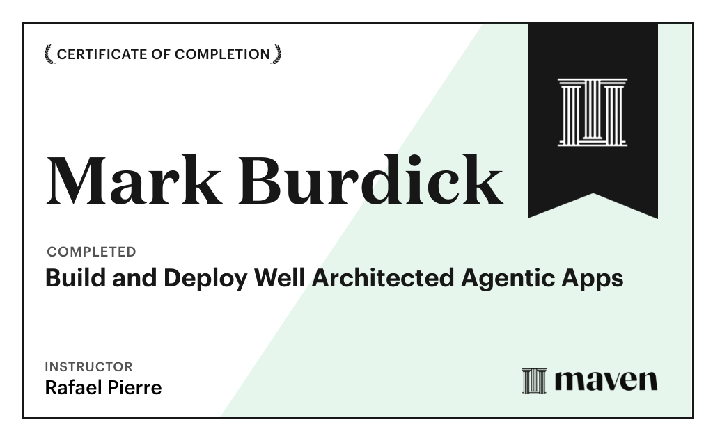 Certificate for From Vibe to Live: Build and Deploy Production AI Agents