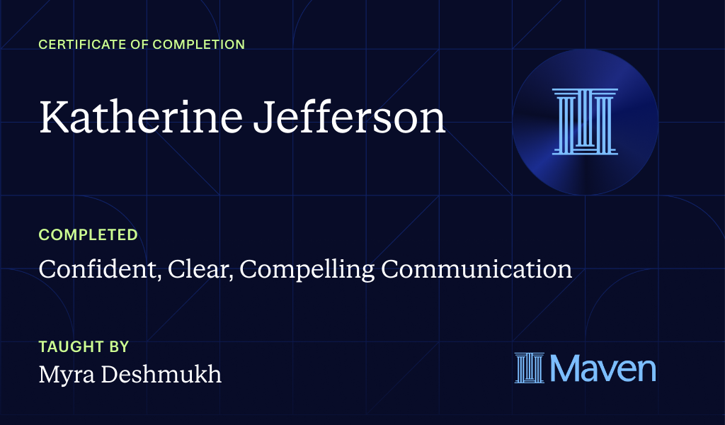 Certificate for Confident, Clear, Compelling Communication