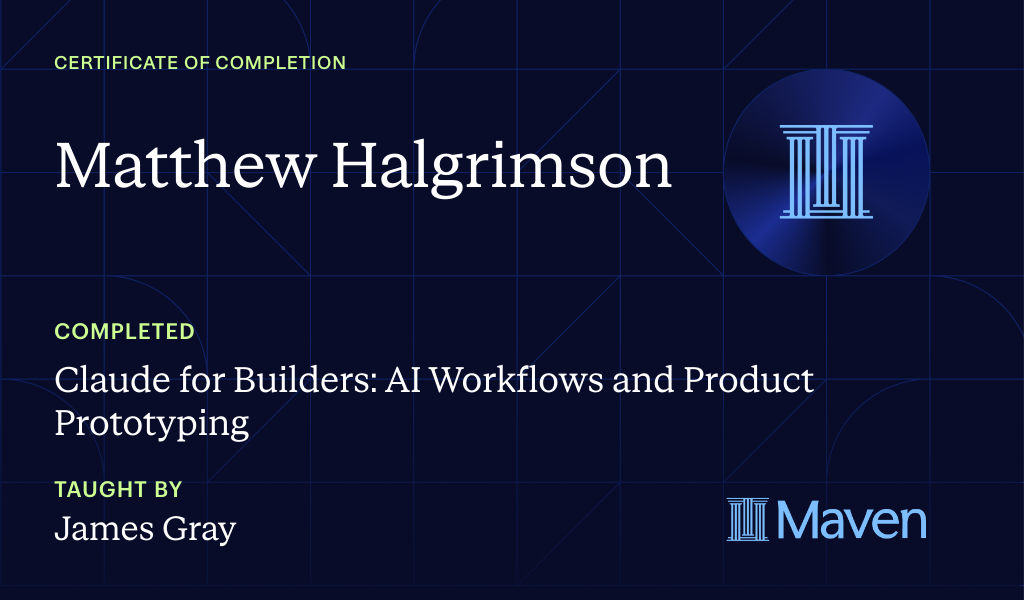 Certificate for Claude for Builders