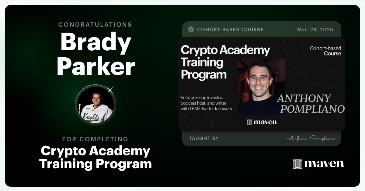 Certificate of Completion for Crypto Academy Training Program
