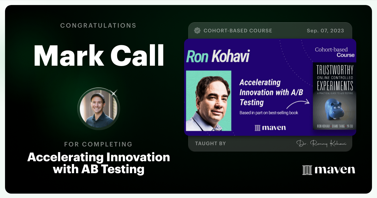 Certificate of Completion for Accelerating Innovation with A/B Testing