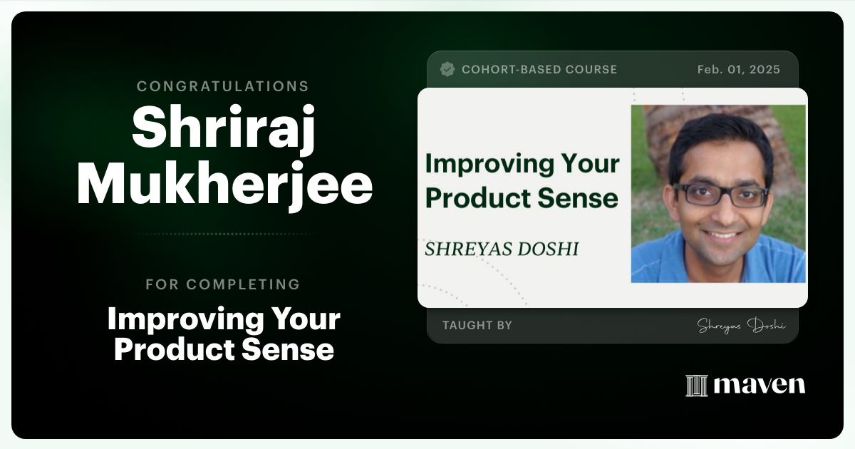 Certificate of Completion for World-class Product Sense in Practice