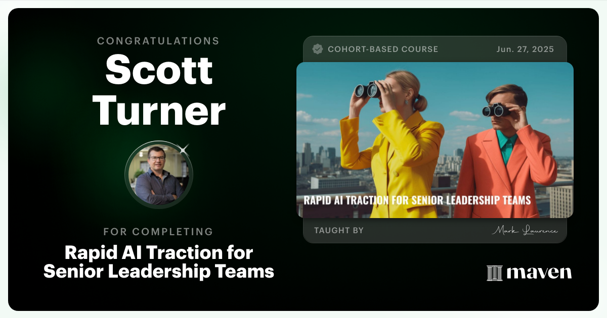Certificate of Completion for Rapid AI Traction for Senior Leadership Teams