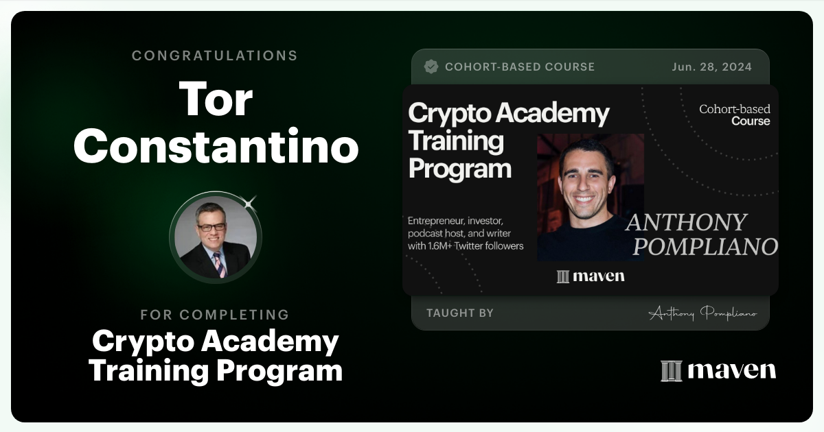 Certificate of Completion for Crypto Academy Training Program