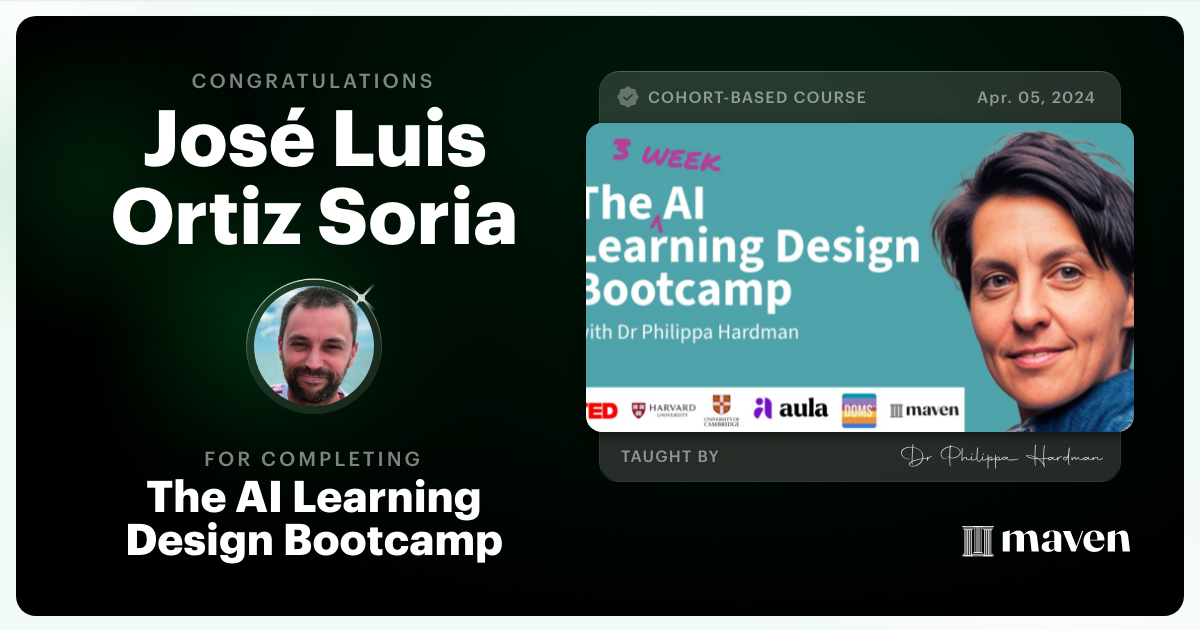 Certificate of Completion for The AI Bootcamp for L&D