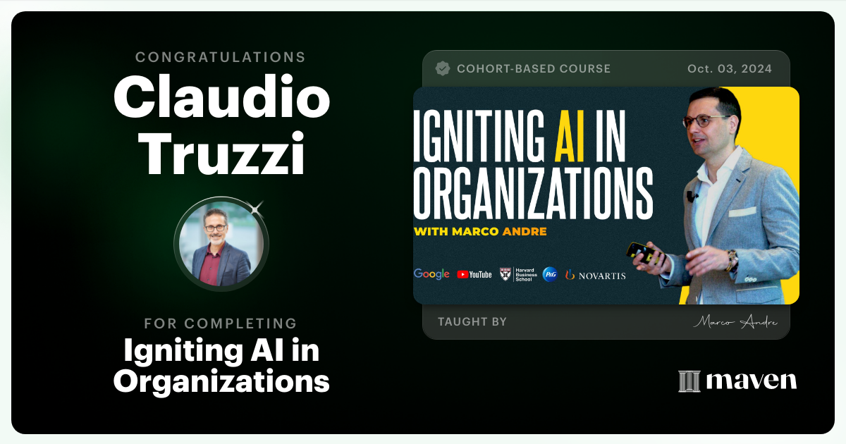 Certificate of Completion for Igniting AI in Organizations