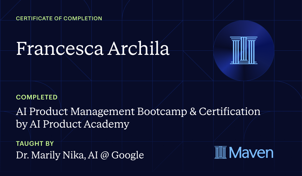 Certificate for AI Product Management Bootcamp & Certification by AI Product Academy