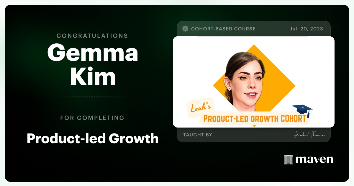 Certificate of Completion for Product-led Growth in B2B