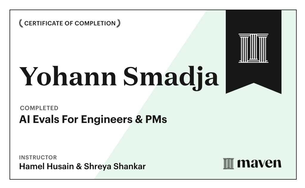 Certificate for AI Evals For Engineers & PMs