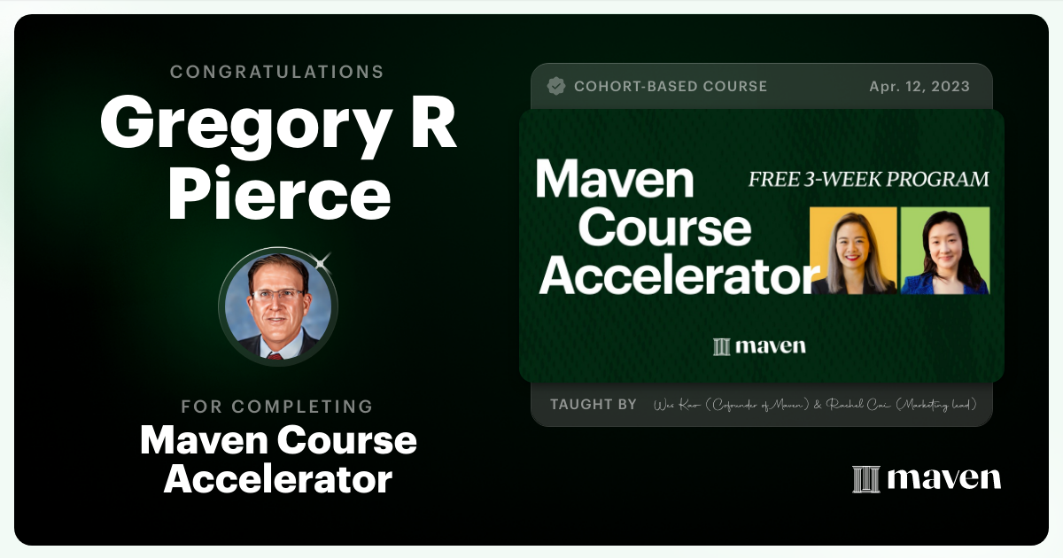 Certificate of Completion for Maven Course Accelerator