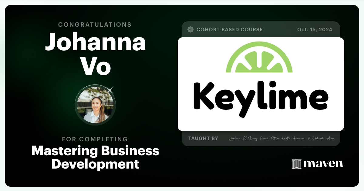 Certificate of Completion for Mastering Business Development