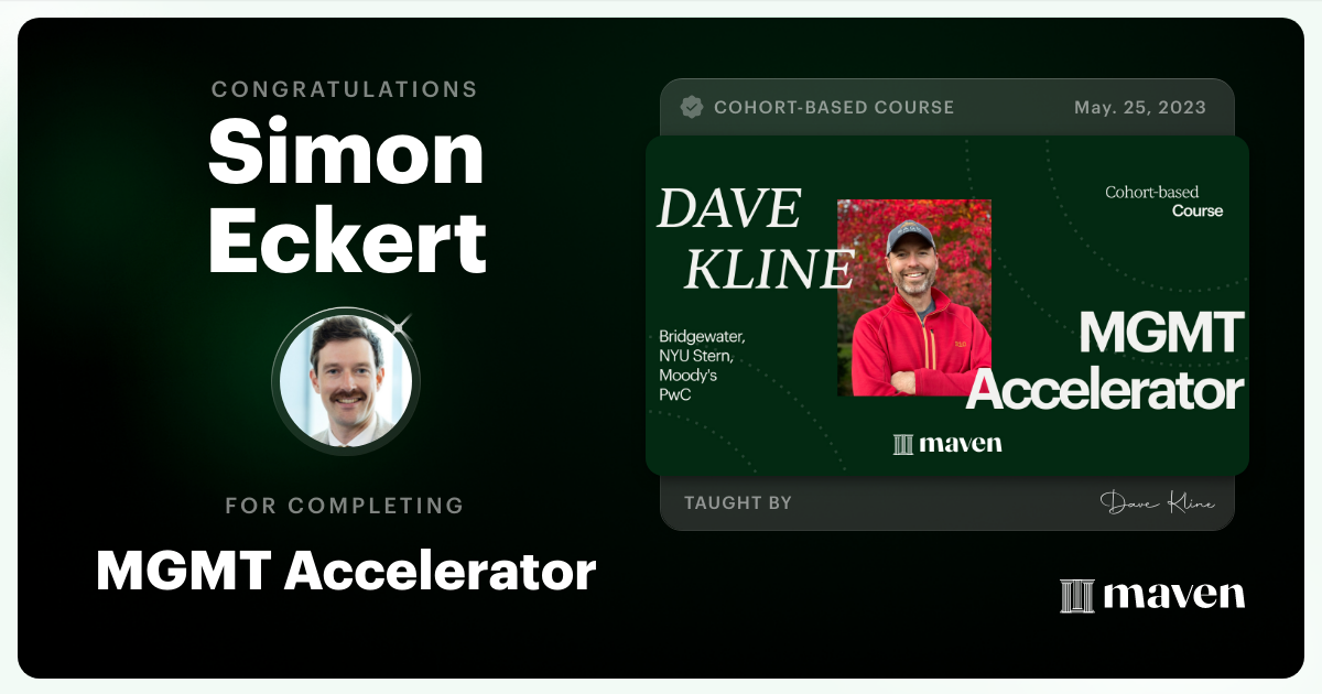 Certificate of Completion for MGMT Accelerator: AI-Enhanced Leadership