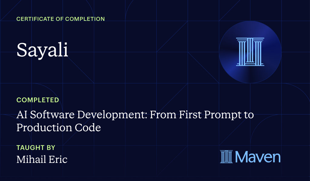 Certificate for AI Software Development: From First Prompt to Production Code
