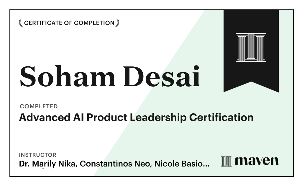 Certificate for Advanced AI Product Leadership Certification