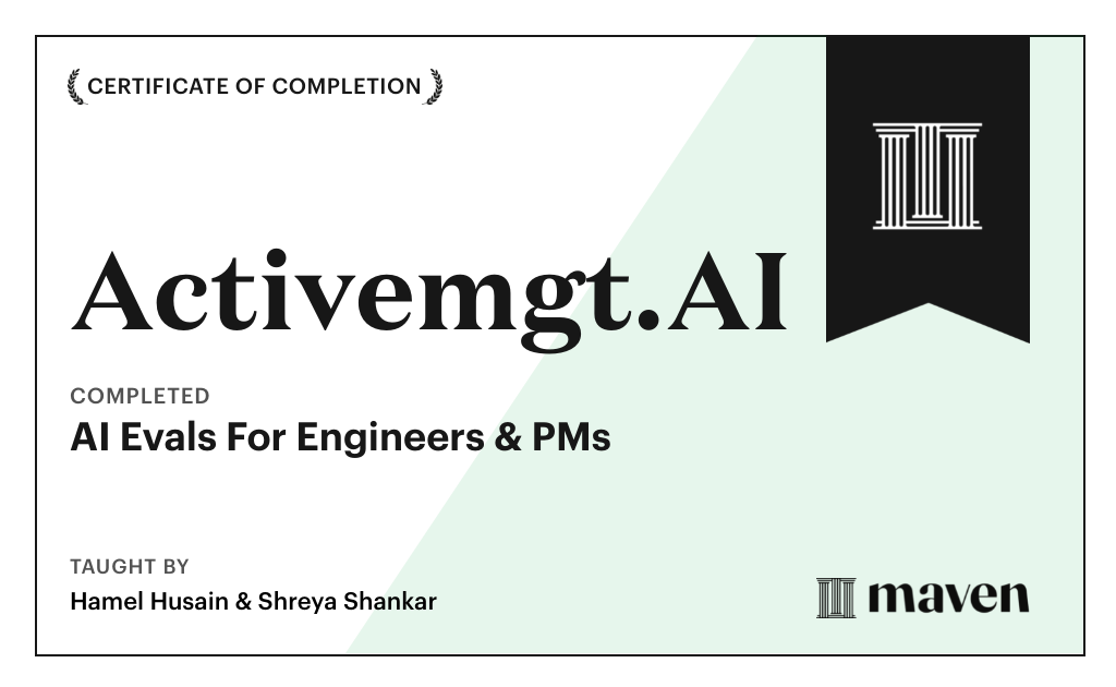 Certificate for AI Evals For Engineers & PMs