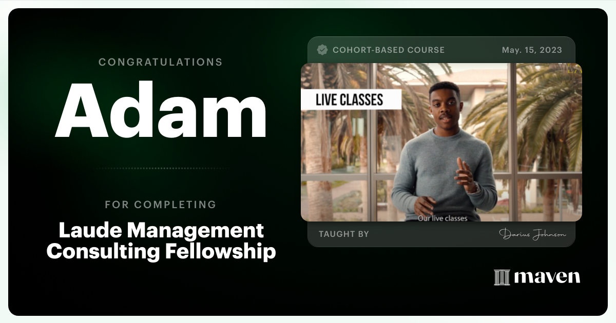 Certificate of Completion for Meritcy Premier Management Consulting Cohort