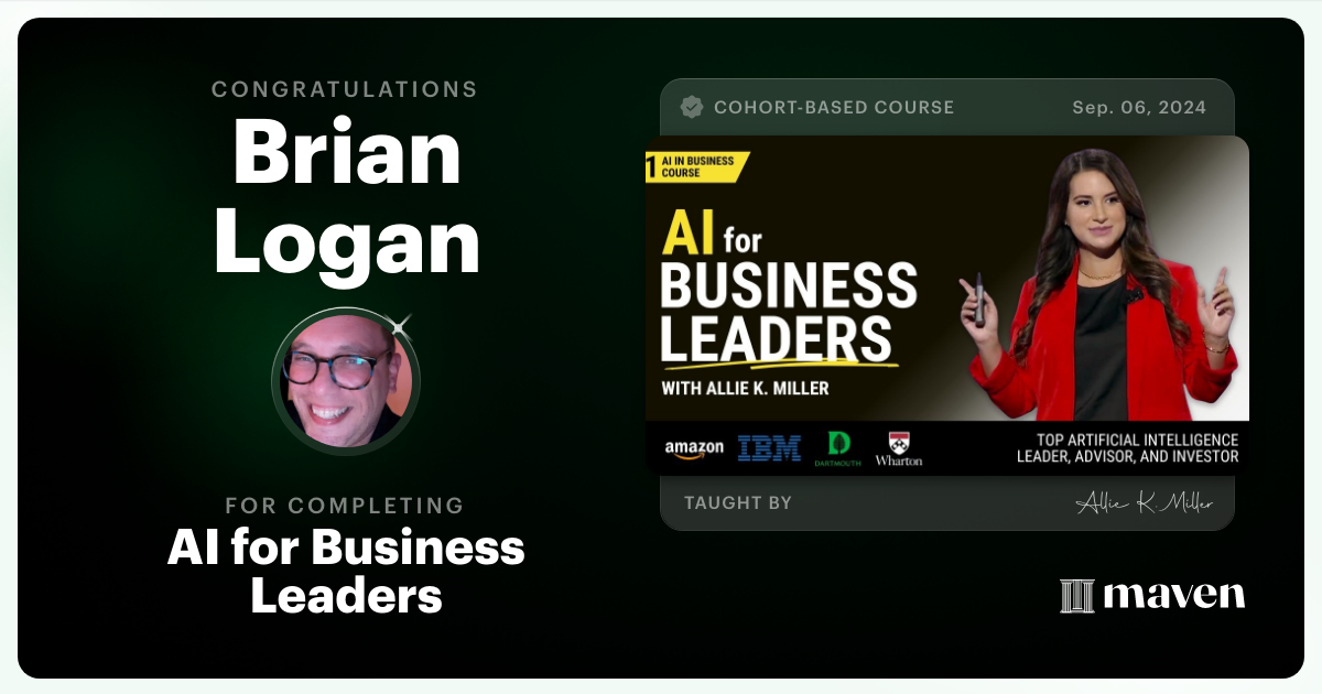 Certificate of Completion for AI for Business Leaders