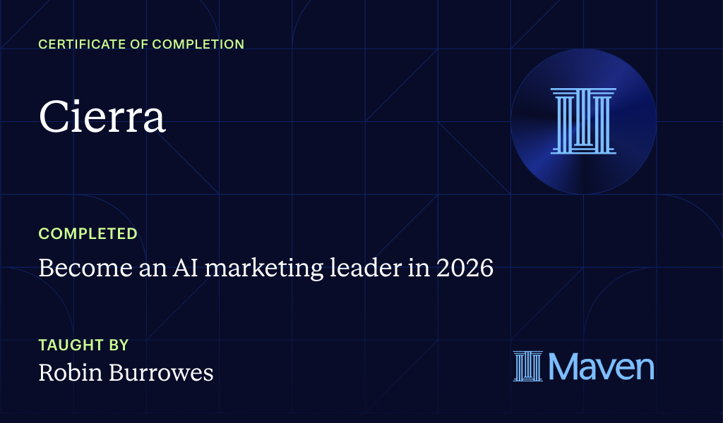 Certificate for Become an AI marketing leader in 2026