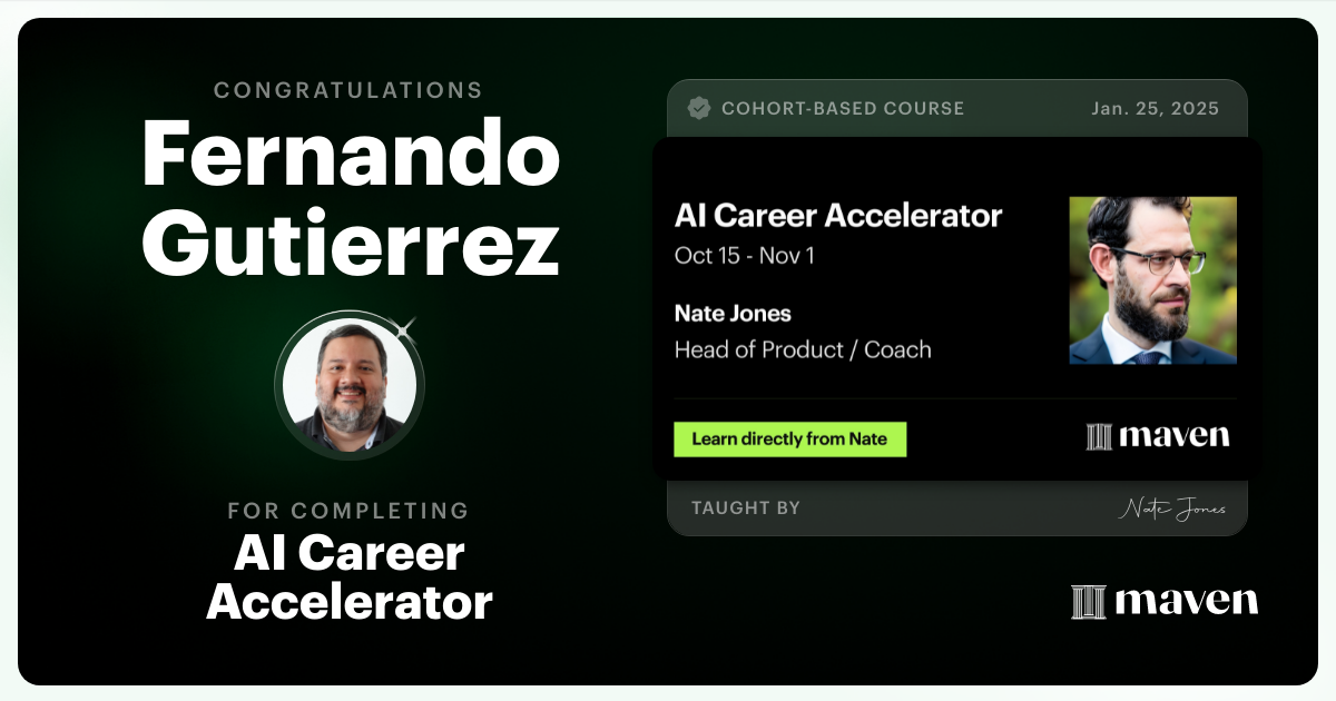 Certificate of Completion for AI Career Accelerator